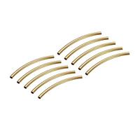 sourcing map Brass Curved Tube Beads, 3mm x 45mm Glossy Noodles Spacer Bead 2.6mm Inner Dia for DIY Jewelry Making Crafts Projects, Gold Tone 50Pcs