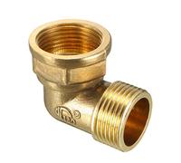 sourcing map Brass Elbow Pipe Fitting 90 Degree 1 BSP Male X 1 BSP Female Coupler