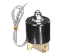 sourcing map Brass Electric Solenoid Valve, 1/4" NPT 12V DC Air Valve Normally Closed for Water Gas Fuel Diesel Oil