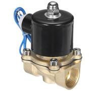 sourcing map Brass Electric Solenoid Valve, 3/4" NPT 12V DC Air Valve Normally Closed for Water Gas Fuel Diesel Oil