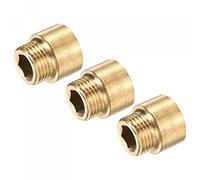 sourcing map Brass Extension Pipe Fitting 15mm G1/2 Female to G1/2 Male Thread Reducer Coupling Adapter Connector Pack of 3