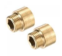 sourcing map Brass Extension Pipe Fitting 15mm G1/2 Female to G1/2 Male Thread Reducer Coupling Adapter Connector Pack of 2