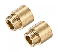 sourcing map Brass Extension Pipe Fitting 20mm G1/2 Female to G1/2 Male Thread Reducer Coupling Adapter Connector Pack of 2