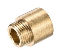 sourcing map Brass Extension Pipe Fitting 20mm G1/2 Female to G1/2 Male Thread Reducer Coupling Adapter Connector