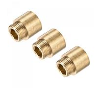 sourcing map Brass Extension Pipe Fitting 20mm G1/2 Female to G1/2 Male Thread Reducer Coupling Adapter Connector Pack of 3