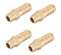 sourcing map Brass Fitting Connector Metric M10-1.25 Male to Barb Fit Hose ID 10mm 4pcs