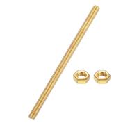 sourcing map Brass Fully Threaded Rod, M6x1mm Pitch Right Hand Threads Studs with Solid Brass Hex Nuts, 100mm/4" Long Threaded Screw Rods Fasteners for Anchors Bolts Hangers Clamps