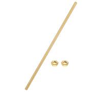 sourcing map Brass Fully Threaded Rod, M6x1mm Pitch Right Hand Threads Studs with Solid Brass Hex Nuts, 200mm/8" Long Threaded Screw Rods Fasteners for Anchors Bolts Hangers Clamps