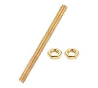 sourcing map Brass Fully Threaded Rod, M8x1.25mm Pitch Right Hand Threads Studs with Solid Brass Hex Nuts, 100mm/4" Long Threaded Screw Rods Fasteners for Anchors Bolts Hangers Clamps