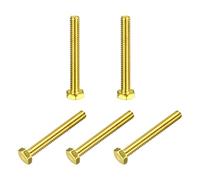 sourcing map Brass Hex Bolts, 1/4-20x2" 5pcs Fully Thread Grade 4.8 Solid Brass Hexagon Head Bolt Machine Screws for Machinery
