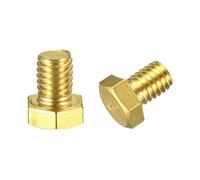 sourcing map Brass Hex Bolts, 3/8-16x1/2" 2pcs Fully Thread Grade 4.8 Solid Brass Hexagon Head Bolt Machine Screws for Machinery