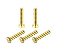 sourcing map Brass Hex Bolts, M5x25mm 5pcs Fully Thread Grade 4.8 Solid Brass Hexagon Head Bolt Machine Screws for Machinery