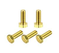 sourcing map Brass Hex Bolts, M6x16mm 5pcs Fully Thread Grade 4.8 Solid Brass Hexagon Head Bolt Machine Screws for Machinery