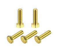 sourcing map Brass Hex Bolts, M6x20mm 5pcs Fully Thread Grade 4.8 Solid Brass Hexagon Head Bolt Machine Screws for Machinery