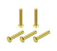 sourcing map Brass Hex Bolts, M6x30mm 5pcs Fully Thread Grade 4.8 Solid Brass Hexagon Head Bolt Machine Screws for Machinery