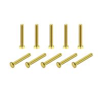 sourcing map Brass Hex Bolts, M6x40mm 10pcs Fully Thread Grade 4.8 Solid Brass Hexagon Head Bolt Machine Screws for Machinery