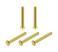 sourcing map Brass Hex Bolts, M6x45mm 5pcs Fully Thread Grade 4.8 Solid Brass Hexagon Head Bolt Machine Screws for Machinery