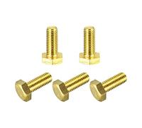 sourcing map Brass Hex Bolts, M8x20mm 5pcs Fully Thread Grade 4.8 Solid Brass Hexagon Head Bolt Machine Screws for Machinery