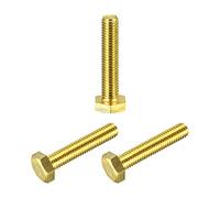 sourcing map Brass Hex Bolts, M8x40mm 3pcs Fully Thread Grade 4.8 Solid Brass Hexagon Head Bolt Machine Screws for Machinery