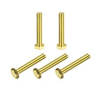 sourcing map Brass Hex Bolts, M8x50mm 5pcs Fully Thread Grade 4.8 Solid Brass Hexagon Head Bolt Machine Screws for Machinery