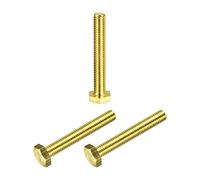sourcing map Brass Hex Bolts, M8x55mm 3pcs Fully Thread Grade 4.8 Solid Brass Hexagon Head Bolt Machine Screws for Machinery