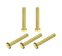 sourcing map Brass Hex Bolts, M8x55mm 5pcs Fully Thread Grade 4.8 Solid Brass Hexagon Head Bolt Machine Screws for Machinery