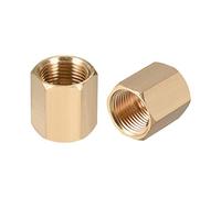 sourcing map Brass Hex Rod Pipe Fitting G 3/8 Female Thread Straight Coupling 2pcs