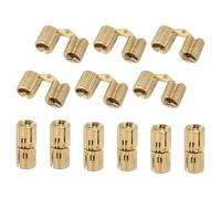 sourcing map Brass Hidden Cylinder Hinges 12 mm Invisible Concealed Cylindrical Hinge 180 Degree Folding Support Small Hinge for DIY Crafts Jewelry Boxes Wooden Box Pack of 12