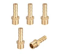 sourcing map Brass Hose Barb Fitting,Connector,6mm Barb x G1/8 Male Pipe Adapter,5pcs