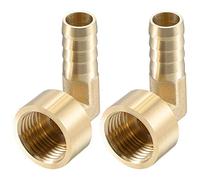 sourcing map Brass Hose Barb Fitting Elbow, 12mm Barbed x G1/2 Female Pipe Connector Adapter for Water Fuel Air, Pack of 2
