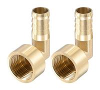 sourcing map Brass Hose Barb Fitting Elbow, 16mm Barbed x G1/2 Female Pipe Connector Adapter for Water Fuel Air, Pack of 2