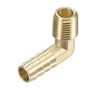 sourcing map Brass Hose Barb Fitting Elbow 3/8 Inch x 1/4 NPT Male Thread Right Angle Pipe Connector