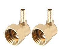 sourcing map Brass Hose Barb Fitting Elbow, 6mm Barbed x G1/2 Female Swivel Nut Pipe Connector for Water Fuel Air, Pack of 2