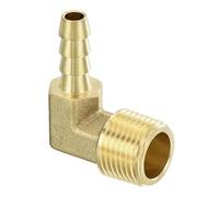 sourcing map Brass Hose Barbed Elbow Fitting 1/4" Barbx3/8 NPT Male 90 Degree Brass Barb Pipe Fitting for Water Fuel Air