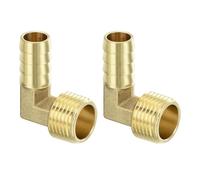 sourcing map Brass Hose Barbed Elbow Fitting 5pcs 1/2" Barbx1/2 NPT Male 90 Degree Brass Barb Pipe Fitting for Water Fuel Air