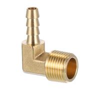 sourcing map Brass Hose Barbed Elbow Fitting 5pcs 1/4" Barbx3/8 NPT Male 90 Degree Brass Barb Pipe Fitting for Water Fuel Air