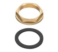 sourcing map Brass Lock Nuts Pipe Fitting, 1-1/4 Inch BSP Female Hex Locknut, Flange Single Hole Faucet Lock Nut with Silicone Washer for Kitchen Basin Sink Plumbing