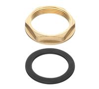 sourcing map Brass Lock Nuts Pipe Fitting, G1-1/2"-11 Female Hex Locknut, Flange Single Hole Faucet Lock Nut with Silicone Washer for Kitchen Basin Sink Plumbing