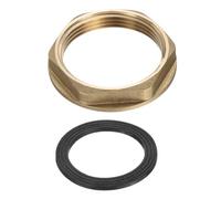 sourcing map Brass Lock Nuts Pipe Fitting, G1-1/2" Female Hex Locknut, Flange Single Hole Faucet Lock Nut with Silicone Washer for Kitchen Basin Sink Plumbing
