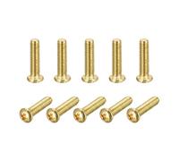 sourcing map Brass Machine Screws, M3x12mm Phillips Pan Head Fastener Bolts for Furniture, Office Equipment, Electronics 36Pcs