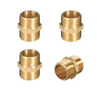sourcing map Brass Male to Male Straight Pipe Hex Fitting G3/8 x G3/8 Male Thread Connector 4pcs