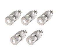 sourcing map Brass Misting Nozzle - 3/16-inch Threaded 0.4mm Orifice Dia Fogging Spray Head for Outdoor Cooling System - 5 Pcs Silver Tone