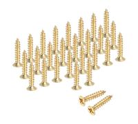 sourcing map Brass Phillips Wood Screws, M2 x 10mm Brass Phillips Flat Wood Screws Self-Tapping Furniture Connector for Door Hinges, Wood Crafts and DIY Projects,(Gold Tone, Pack of 128)