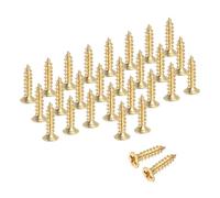 sourcing map Brass Phillips Wood Screws M2x6mm,Gold Tone,128Pcs