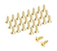 sourcing map Brass Phillips Wood Screws, M3.5 x 8mm Brass Phillips Flat Wood Screws Self-Tapping Furniture Connector for Door Hinges, Wood Crafts and DIY Projects,(Gold Tone, Pack of 88)