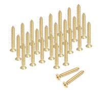 sourcing map Brass Phillips Wood Screws, M3 x 20mm Brass Phillips Flat Wood Screws Self-Tapping Furniture Connector for Door Hinges, Wood Crafts and DIY Projects,(Gold Tone, Pack of 58)