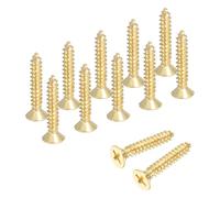 sourcing map Brass Phillips Wood Screws, M5 x 25mm Brass Phillips Flat Wood Screws Self-Tapping Furniture Connector for Door Hinges, Wood Crafts and DIY Projects,(Gold Tone, Pack of 12)
