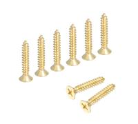 sourcing map Brass Phillips Wood Screws, M5 x 25mm Brass Phillips Flat Wood Screws Self-Tapping Furniture Connector for Door Hinges, Wood Crafts and DIY Projects,(Gold Tone, Pack of 8)