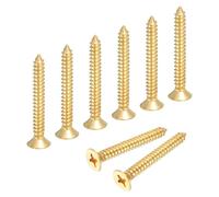 sourcing map Brass Phillips Wood Screws, M6 x 40mm Brass Phillips Flat Wood Screws Self-Tapping Furniture Connector for Door Hinges, Wood Crafts and DIY Projects,(Gold Tone, Pack of 8)