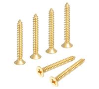 sourcing map Brass Phillips Wood Screws M6x40mm,Gold Tone,6Pcs